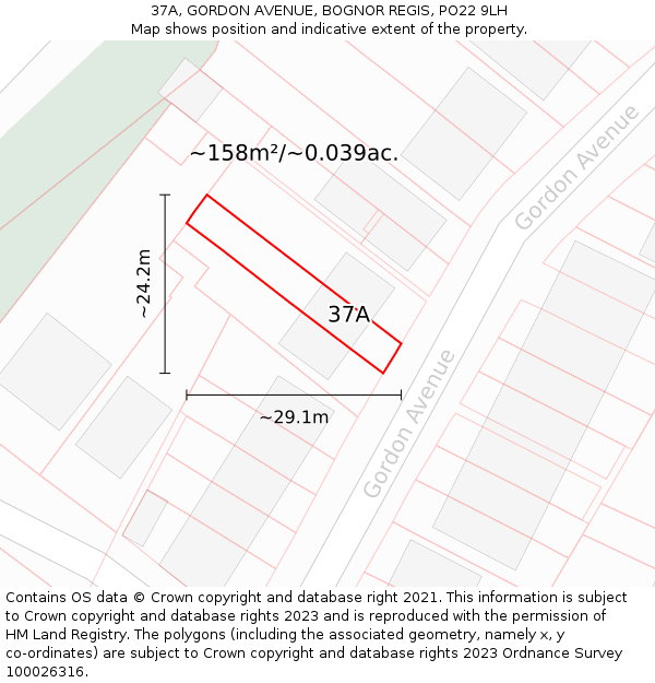 37A, GORDON AVENUE, BOGNOR REGIS, PO22 9LH: Plot and title map
