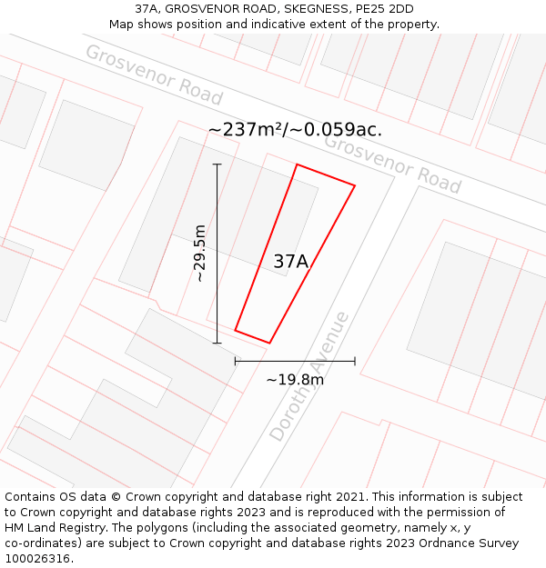 37A, GROSVENOR ROAD, SKEGNESS, PE25 2DD: Plot and title map