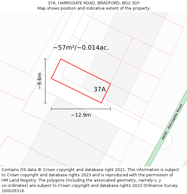 37A, HARROGATE ROAD, BRADFORD, BD2 3DY: Plot and title map