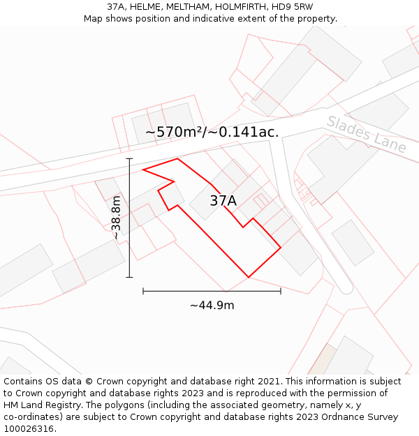 37A, HELME, MELTHAM, HOLMFIRTH, HD9 5RW: Plot and title map