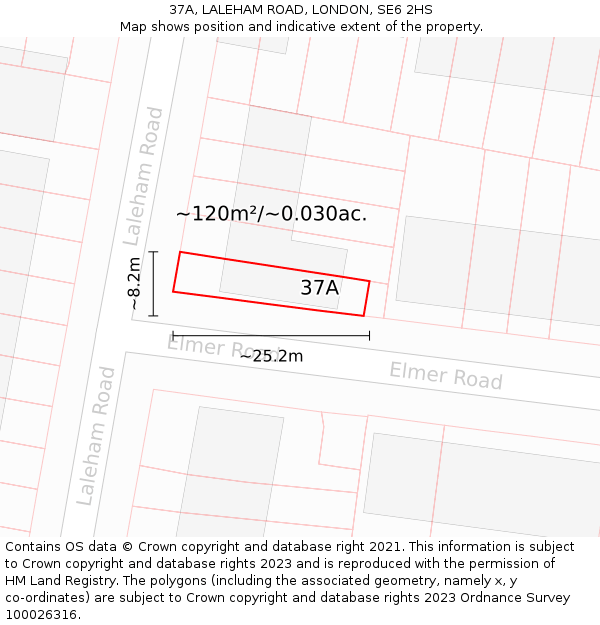 37A, LALEHAM ROAD, LONDON, SE6 2HS: Plot and title map