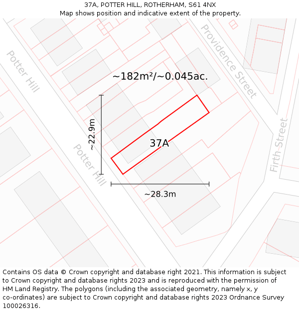 37A, POTTER HILL, ROTHERHAM, S61 4NX: Plot and title map