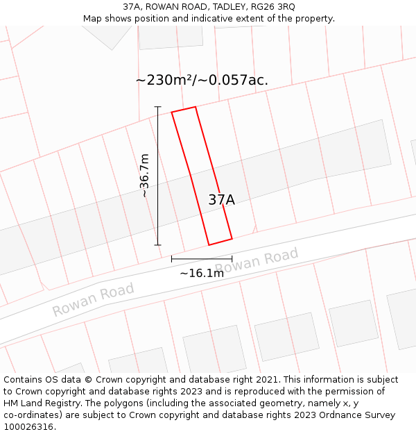 37A, ROWAN ROAD, TADLEY, RG26 3RQ: Plot and title map