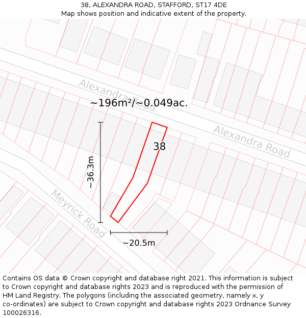 38, ALEXANDRA ROAD, STAFFORD, ST17 4DE: Plot and title map