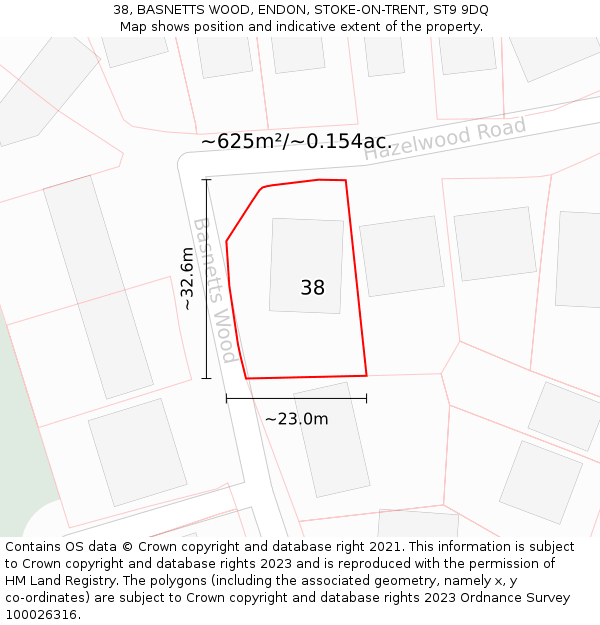 38, BASNETTS WOOD, ENDON, STOKE-ON-TRENT, ST9 9DQ: Plot and title map