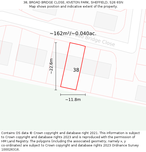 38, BROAD BRIDGE CLOSE, KIVETON PARK, SHEFFIELD, S26 6SN: Plot and title map