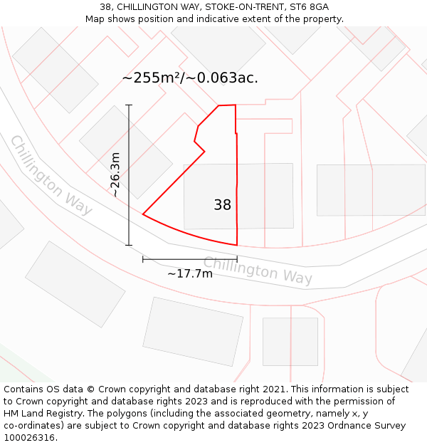 38, CHILLINGTON WAY, STOKE-ON-TRENT, ST6 8GA: Plot and title map