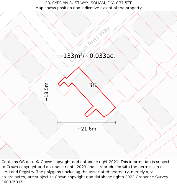 38, CYPRIAN RUST WAY, SOHAM, ELY, CB7 5ZE: Plot and title map