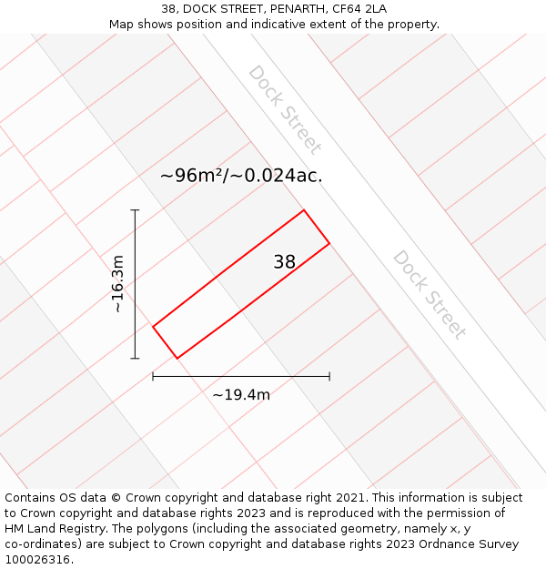 38, DOCK STREET, PENARTH, CF64 2LA: Plot and title map