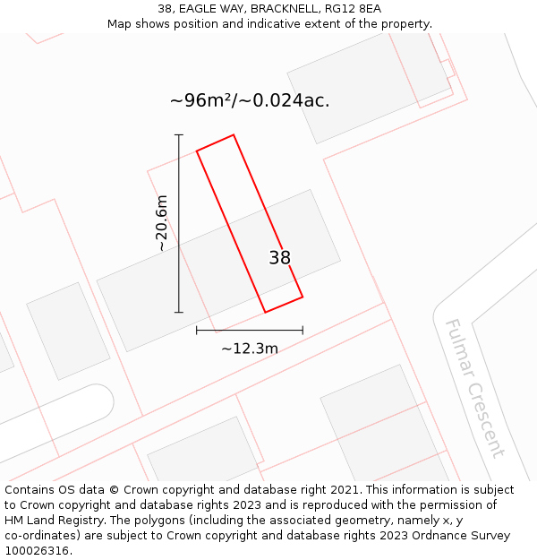 38, EAGLE WAY, BRACKNELL, RG12 8EA: Plot and title map