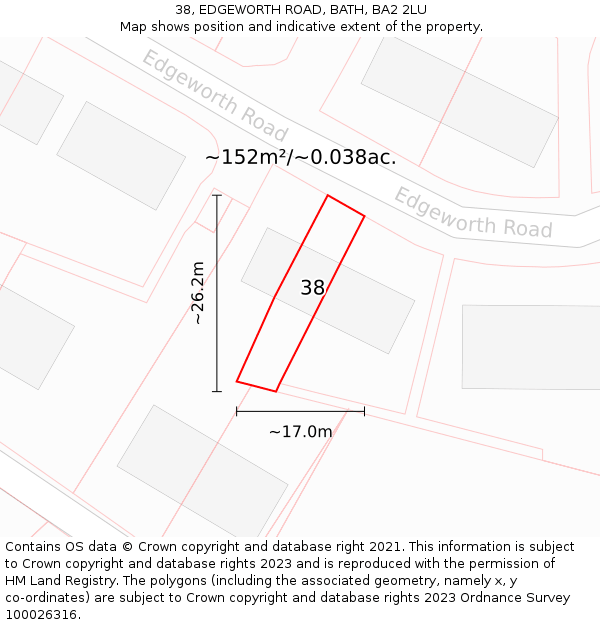 38, EDGEWORTH ROAD, BATH, BA2 2LU: Plot and title map