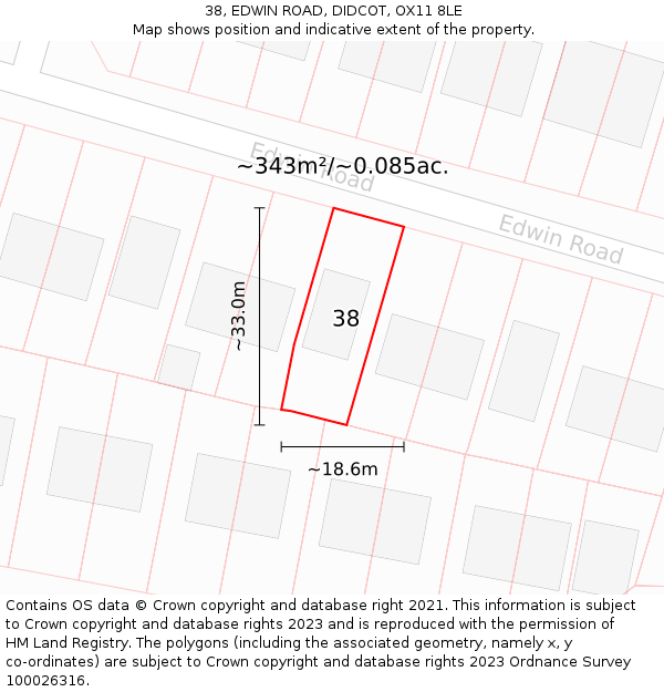 38, EDWIN ROAD, DIDCOT, OX11 8LE: Plot and title map