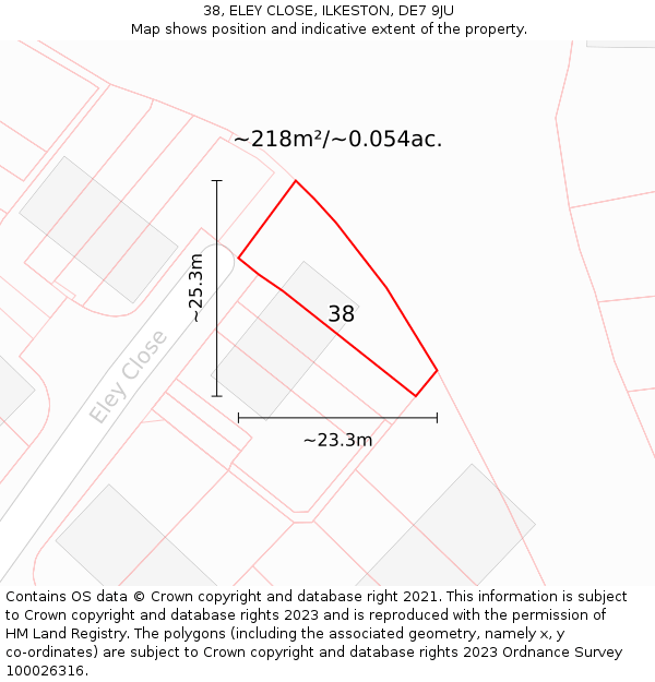 38, ELEY CLOSE, ILKESTON, DE7 9JU: Plot and title map