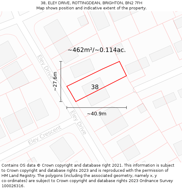 38, ELEY DRIVE, ROTTINGDEAN, BRIGHTON, BN2 7FH: Plot and title map