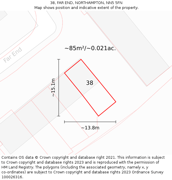 38, FAR END, NORTHAMPTON, NN5 5FN: Plot and title map