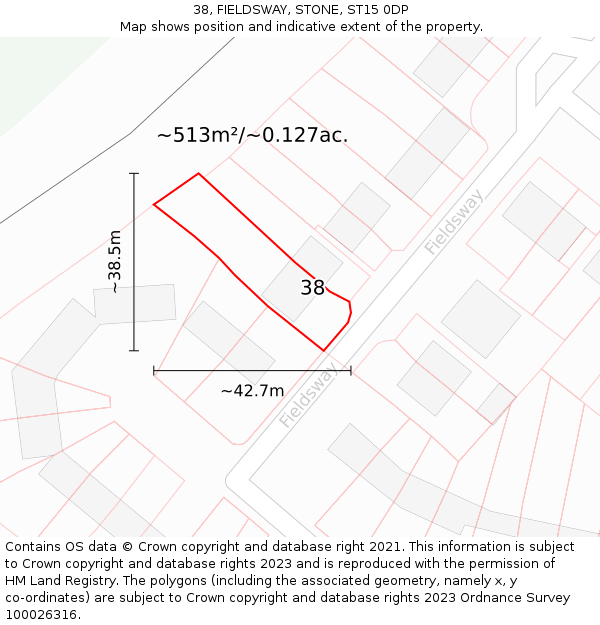 38, FIELDSWAY, STONE, ST15 0DP: Plot and title map