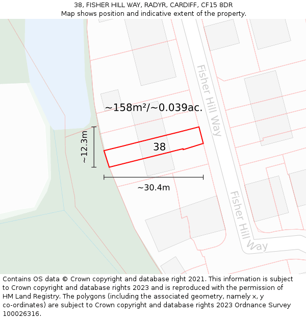 38, FISHER HILL WAY, RADYR, CARDIFF, CF15 8DR: Plot and title map
