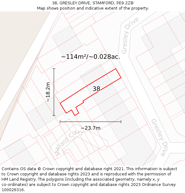 38, GRESLEY DRIVE, STAMFORD, PE9 2ZB: Plot and title map