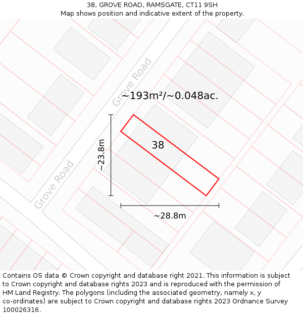 38, GROVE ROAD, RAMSGATE, CT11 9SH: Plot and title map