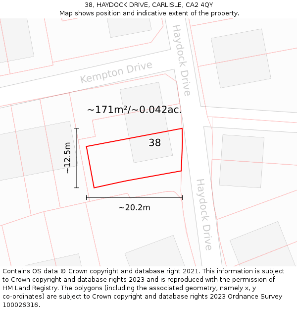 38, HAYDOCK DRIVE, CARLISLE, CA2 4QY: Plot and title map