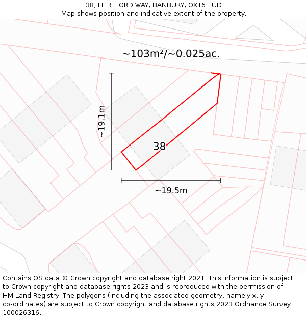38, HEREFORD WAY, BANBURY, OX16 1UD: Plot and title map