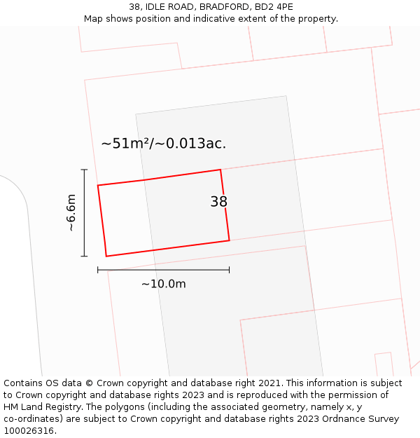 38, IDLE ROAD, BRADFORD, BD2 4PE: Plot and title map