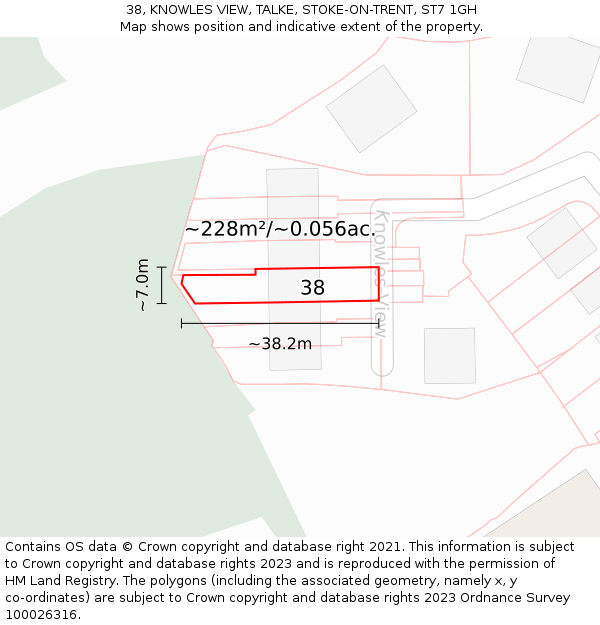 38, KNOWLES VIEW, TALKE, STOKE-ON-TRENT, ST7 1GH: Plot and title map