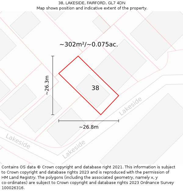 38, LAKESIDE, FAIRFORD, GL7 4DN: Plot and title map