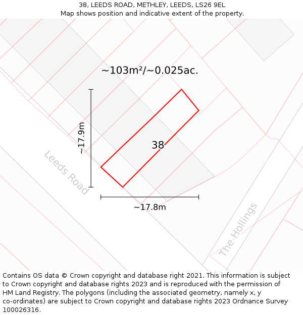 38, LEEDS ROAD, METHLEY, LEEDS, LS26 9EL: Plot and title map