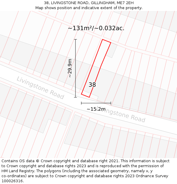 38, LIVINGSTONE ROAD, GILLINGHAM, ME7 2EH: Plot and title map