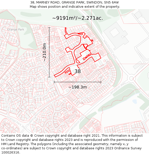 38, MARNEY ROAD, GRANGE PARK, SWINDON, SN5 6AW: Plot and title map