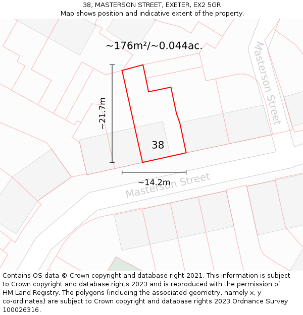 38, MASTERSON STREET, EXETER, EX2 5GR: Plot and title map