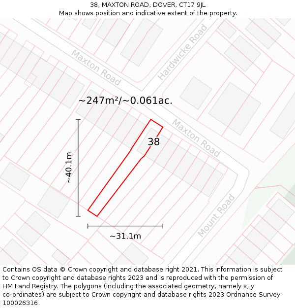 38, MAXTON ROAD, DOVER, CT17 9JL: Plot and title map