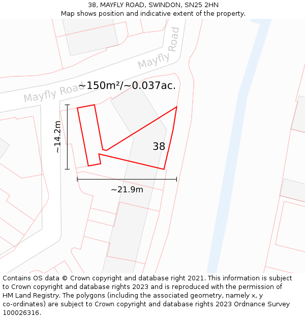 38, MAYFLY ROAD, SWINDON, SN25 2HN: Plot and title map