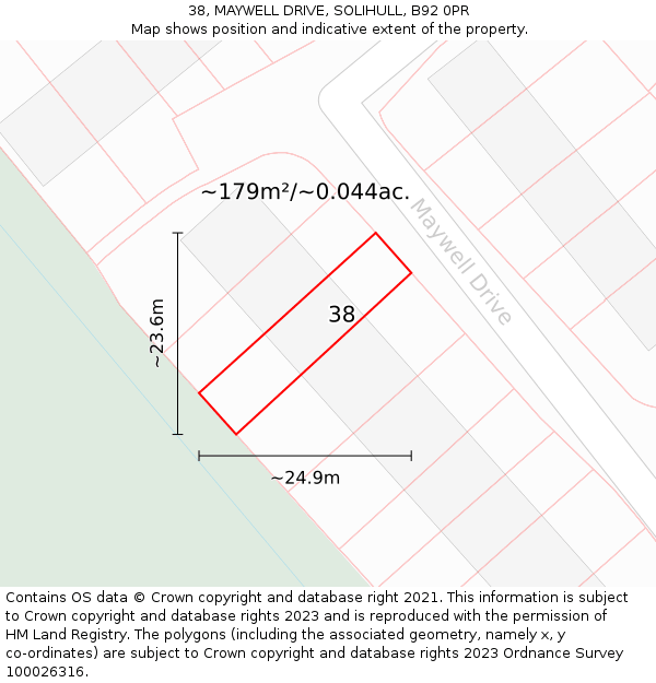 38, MAYWELL DRIVE, SOLIHULL, B92 0PR: Plot and title map