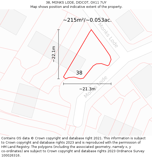 38, MONKS LODE, DIDCOT, OX11 7UY: Plot and title map