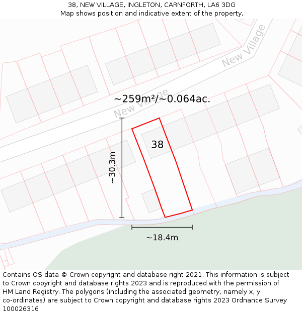 38, NEW VILLAGE, INGLETON, CARNFORTH, LA6 3DG: Plot and title map