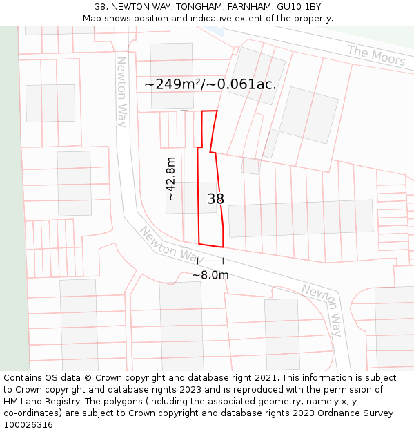 38, NEWTON WAY, TONGHAM, FARNHAM, GU10 1BY: Plot and title map