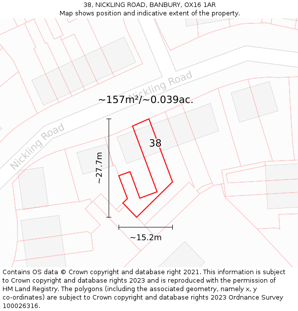 38, NICKLING ROAD, BANBURY, OX16 1AR: Plot and title map
