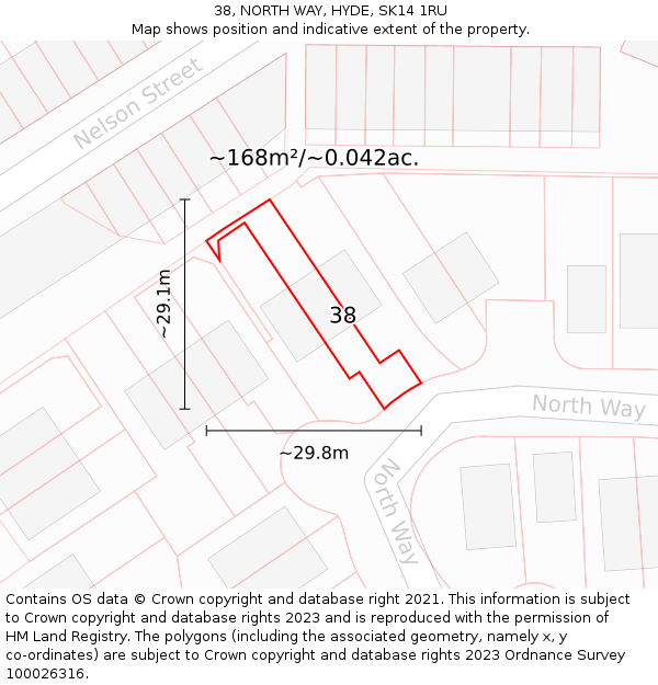38, NORTH WAY, HYDE, SK14 1RU: Plot and title map