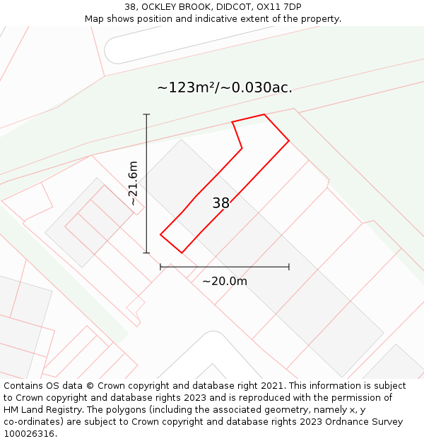 38, OCKLEY BROOK, DIDCOT, OX11 7DP: Plot and title map