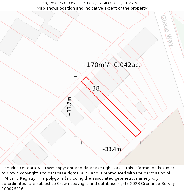 38, PAGES CLOSE, HISTON, CAMBRIDGE, CB24 9HF: Plot and title map