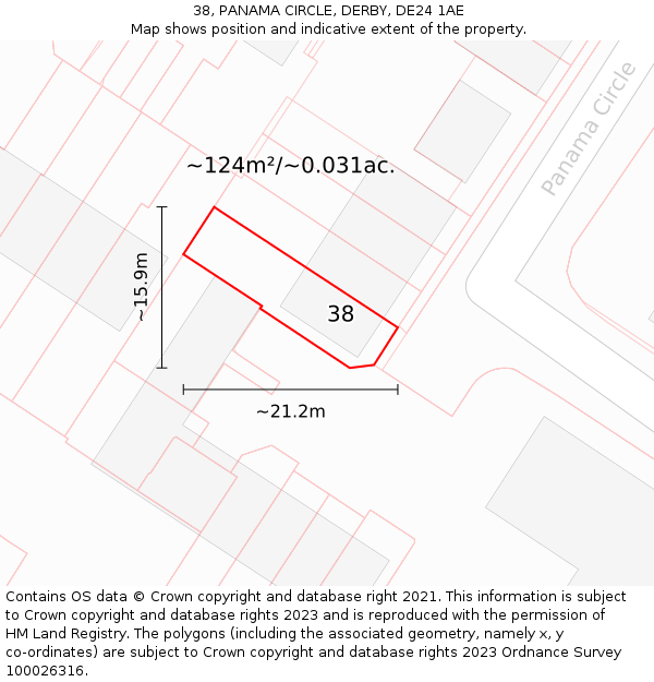 38, PANAMA CIRCLE, DERBY, DE24 1AE: Plot and title map