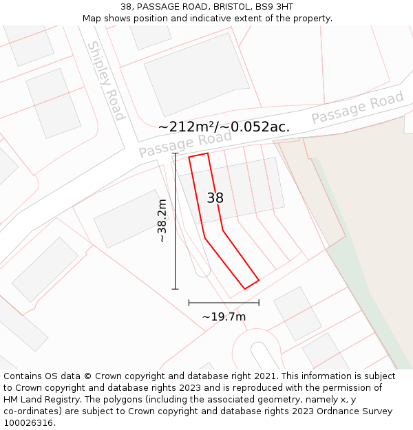 38, PASSAGE ROAD, BRISTOL, BS9 3HT: Plot and title map