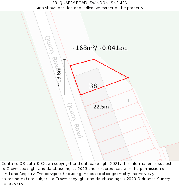 38, QUARRY ROAD, SWINDON, SN1 4EN: Plot and title map