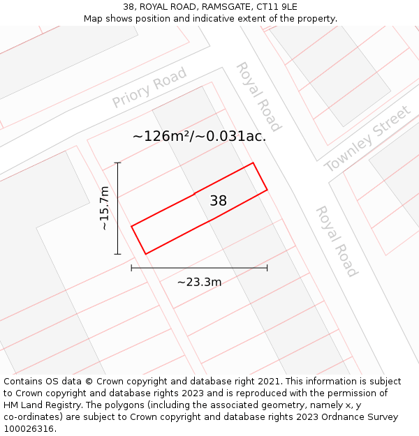 38, ROYAL ROAD, RAMSGATE, CT11 9LE: Plot and title map
