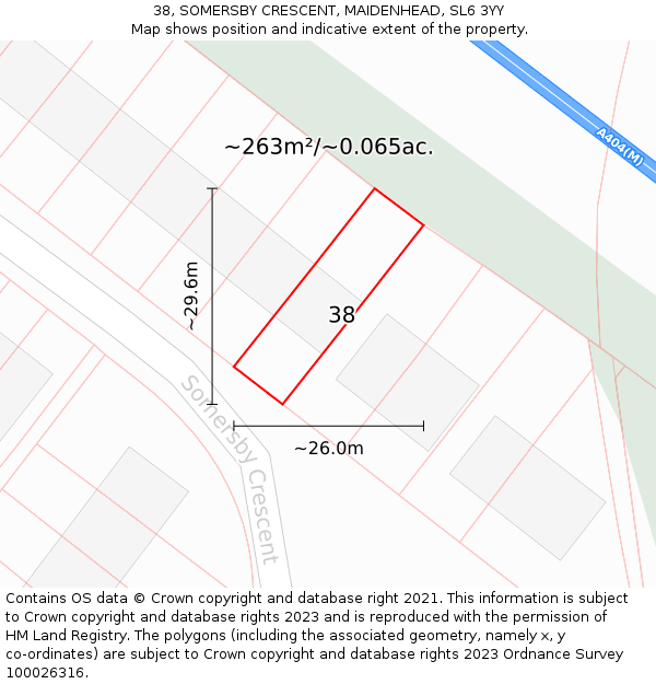 38, SOMERSBY CRESCENT, MAIDENHEAD, SL6 3YY: Plot and title map