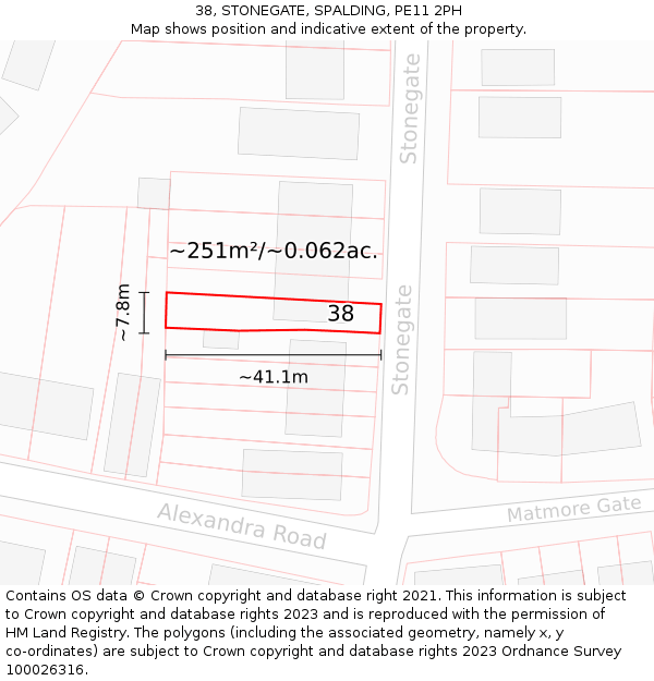 38, STONEGATE, SPALDING, PE11 2PH: Plot and title map