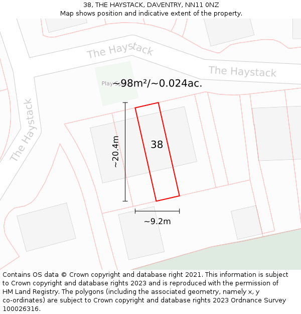 38, THE HAYSTACK, DAVENTRY, NN11 0NZ: Plot and title map