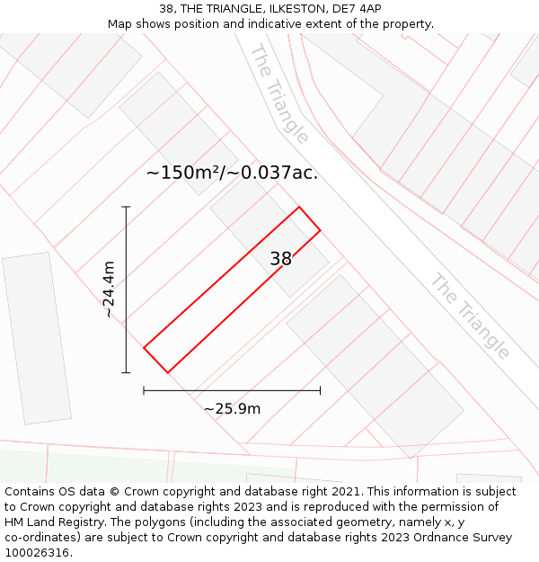 38, THE TRIANGLE, ILKESTON, DE7 4AP: Plot and title map